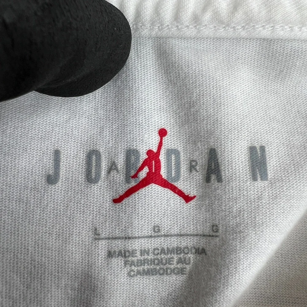 Jordan Jumpman 23 Graphic T-Shirt L White Men Basketball Streetwear Tee 2 Sided